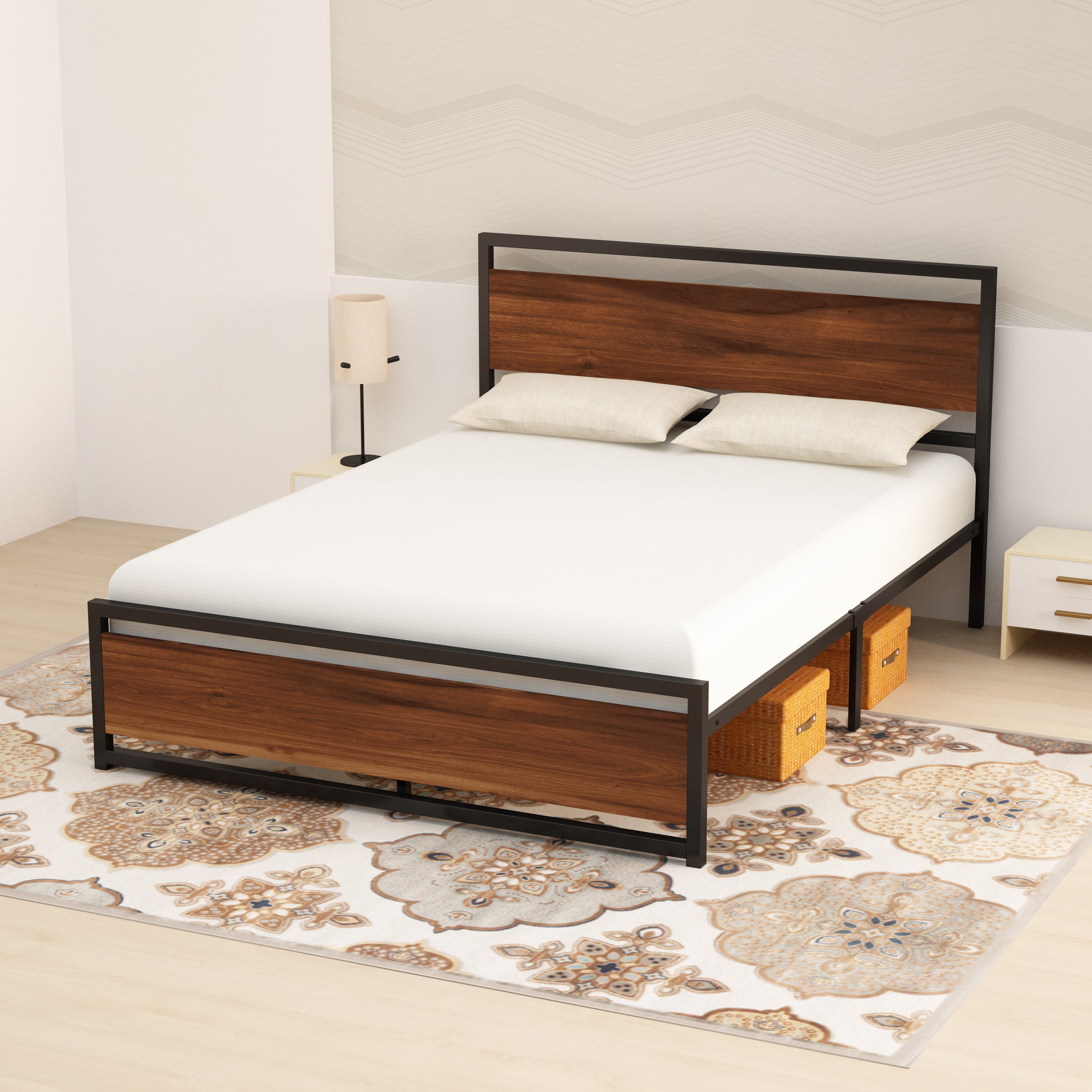 Cama Queen con Marco Metálico | Diseño Elegante y Duradero