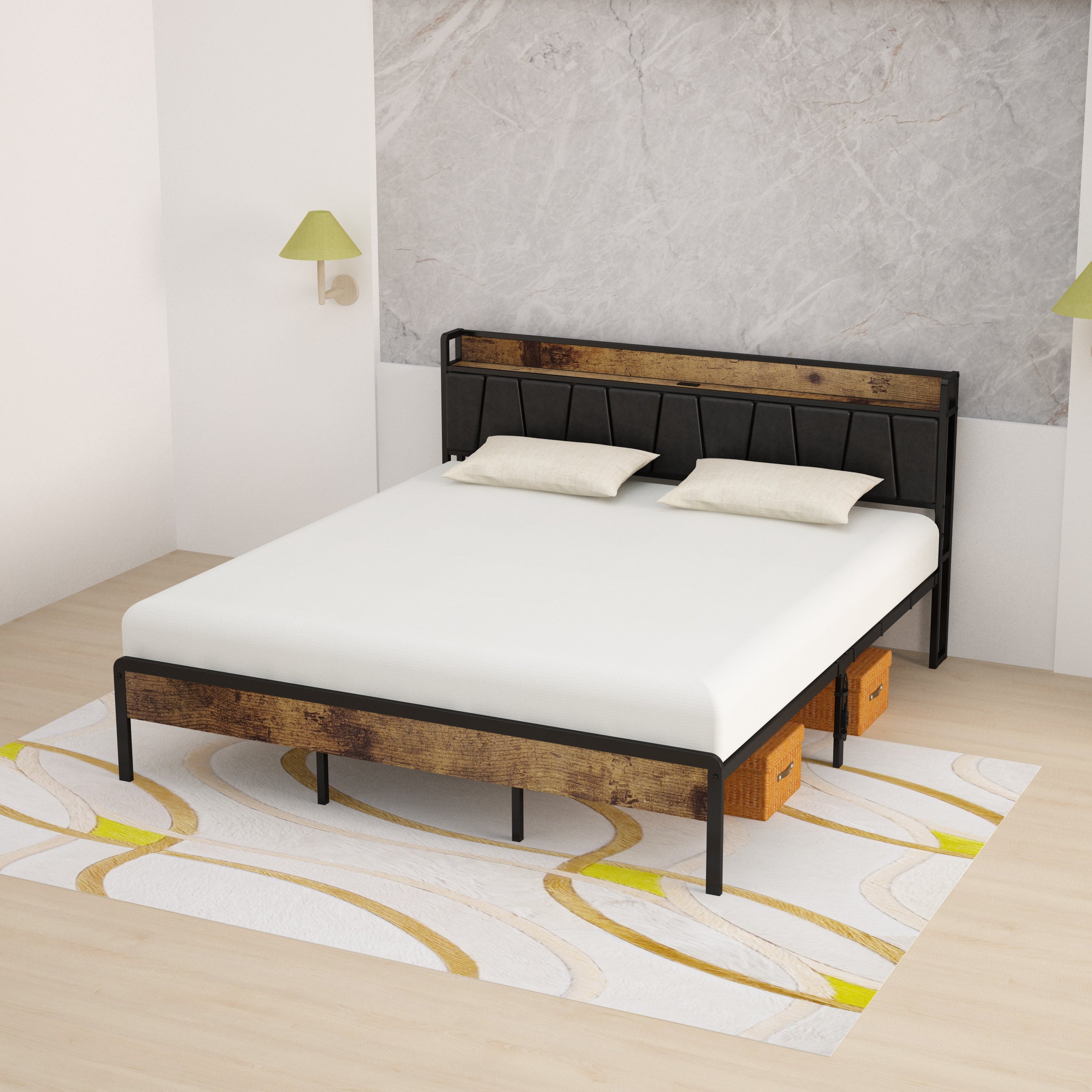 Cama King con Marco Metálico | Estructura de MDF