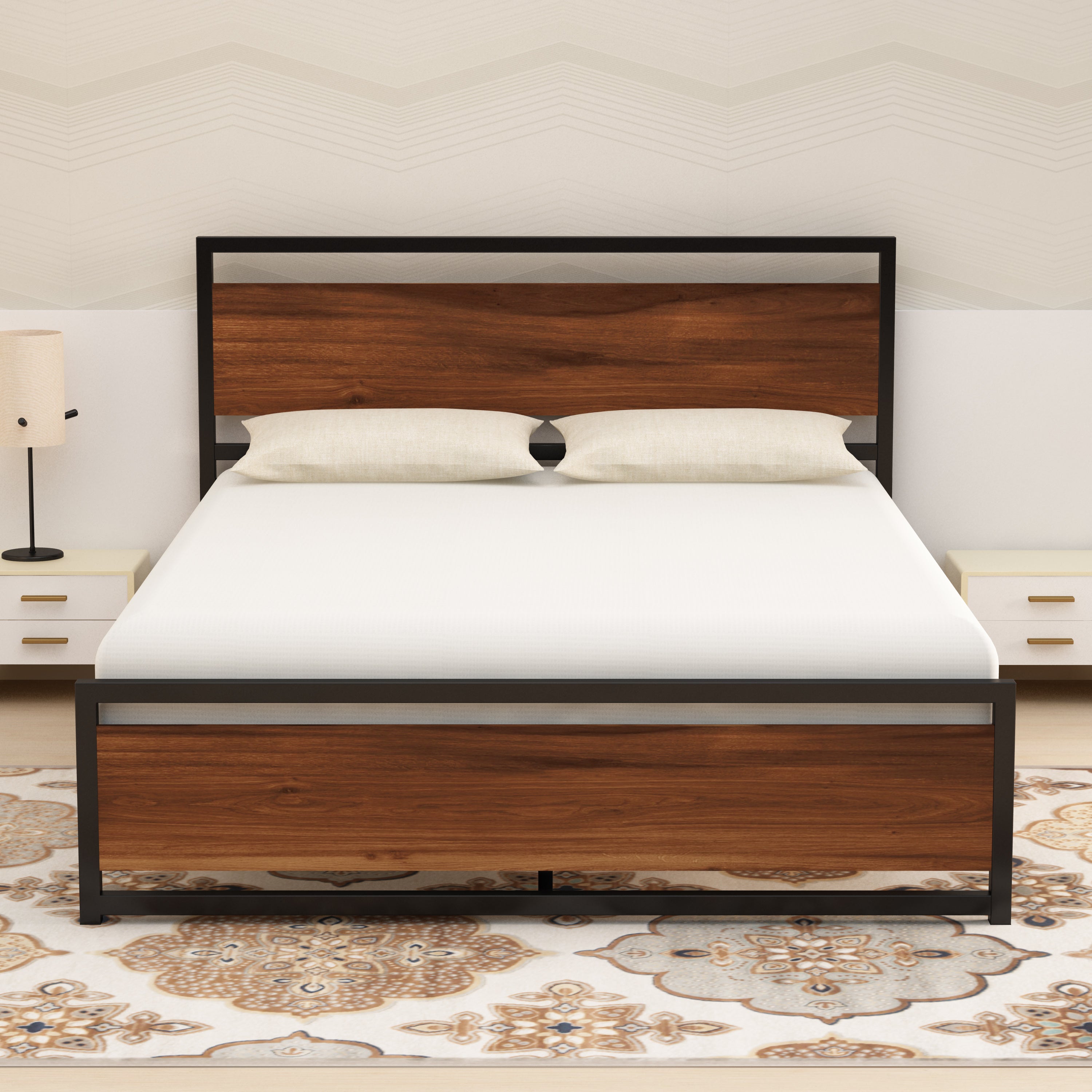 Cama Queen con Marco Metálico | Diseño Elegante y Duradero