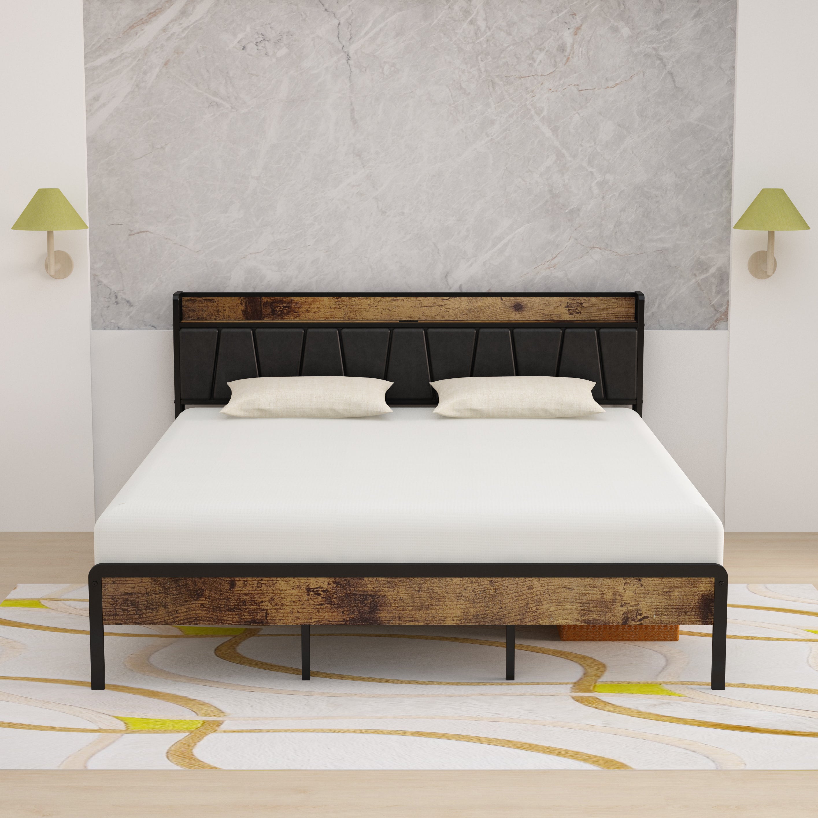 Cama King con Marco Metálico | Estructura de MDF