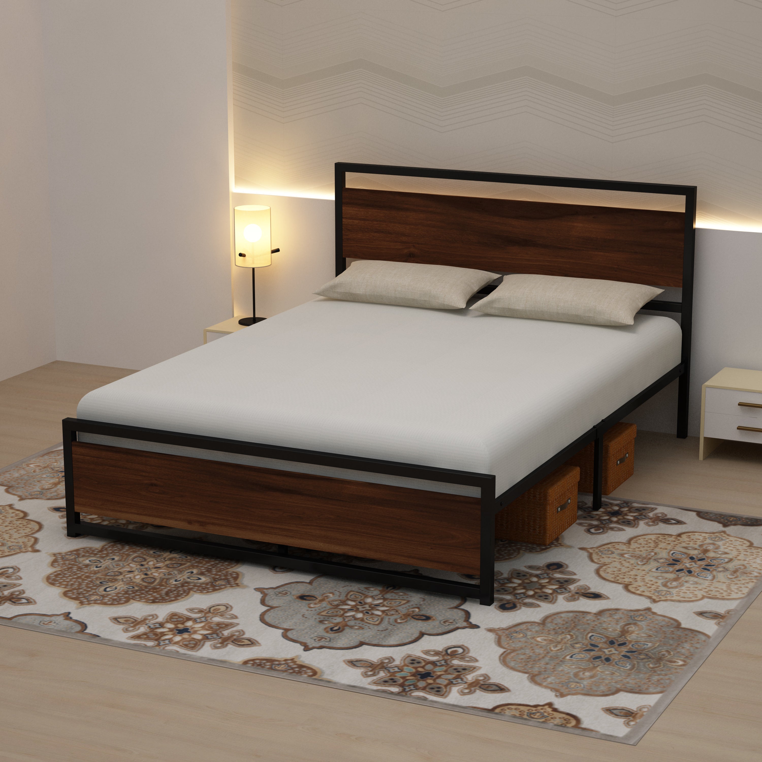 Cama Queen con Marco Metálico | Diseño Elegante y Duradero