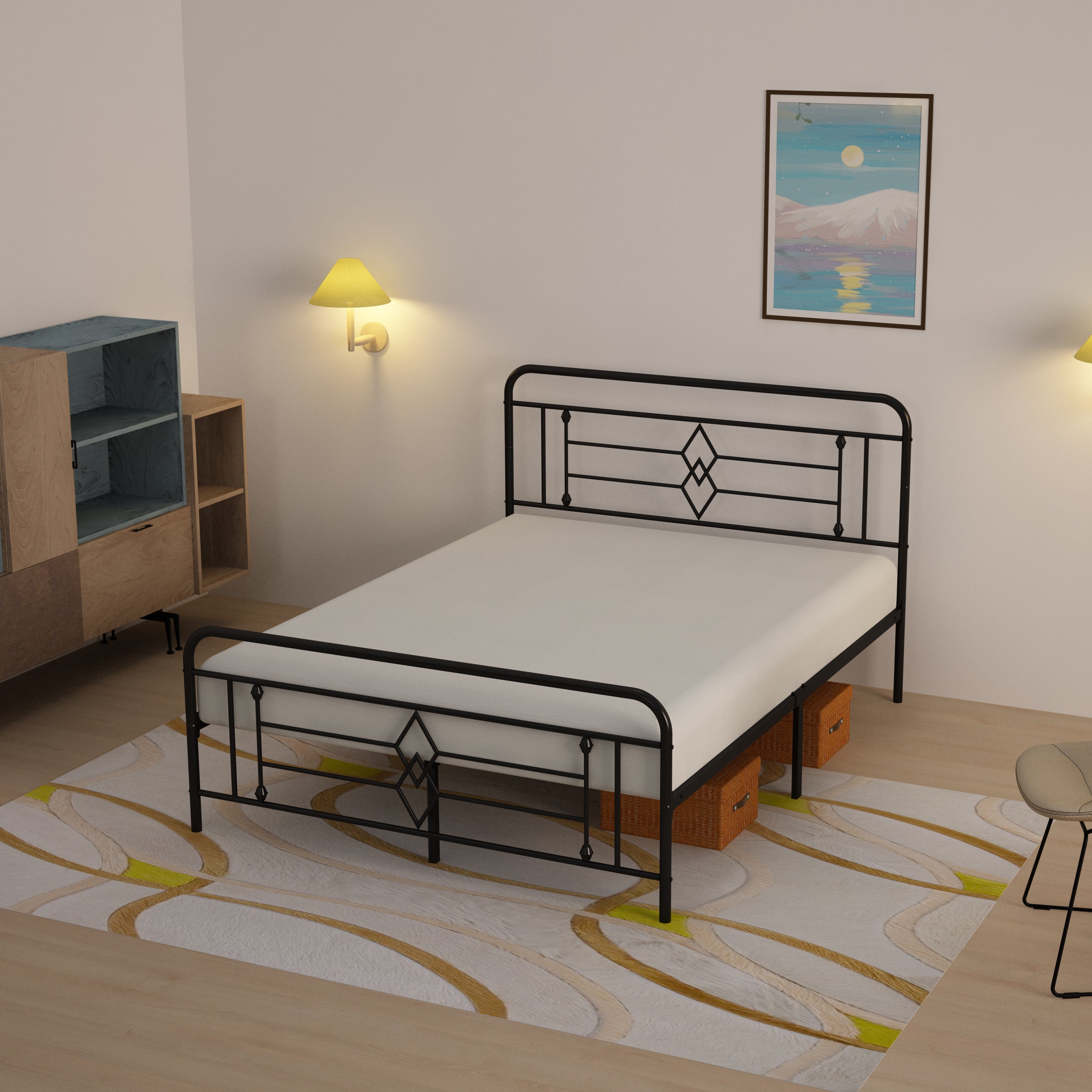 Cama Queen con Marco Metálico | Estructura Robusta