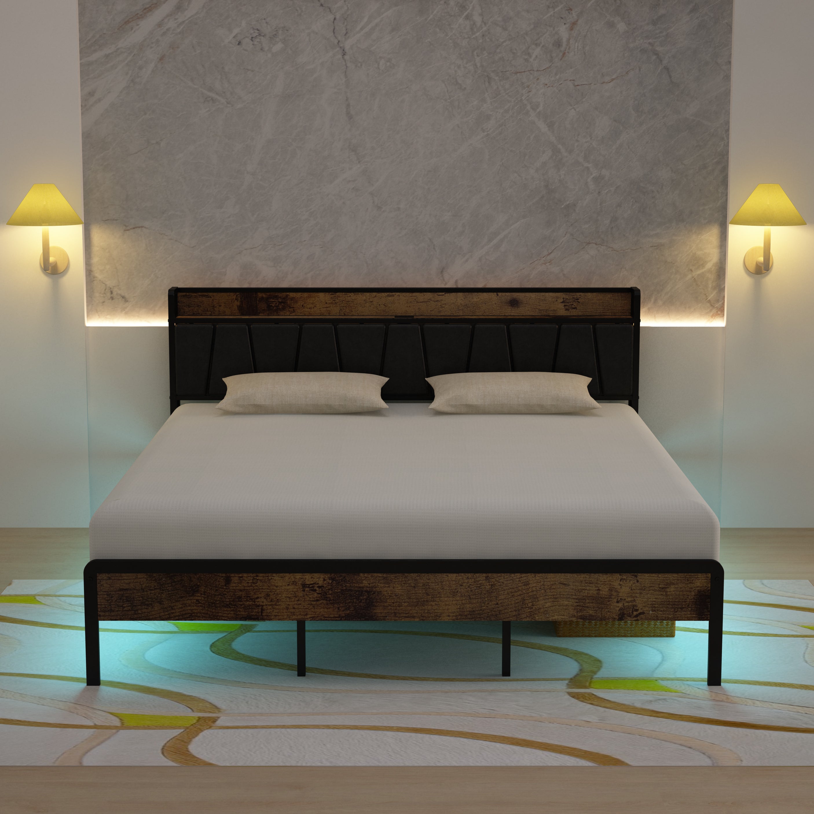 Cama King con Marco Metálico | Estructura de MDF