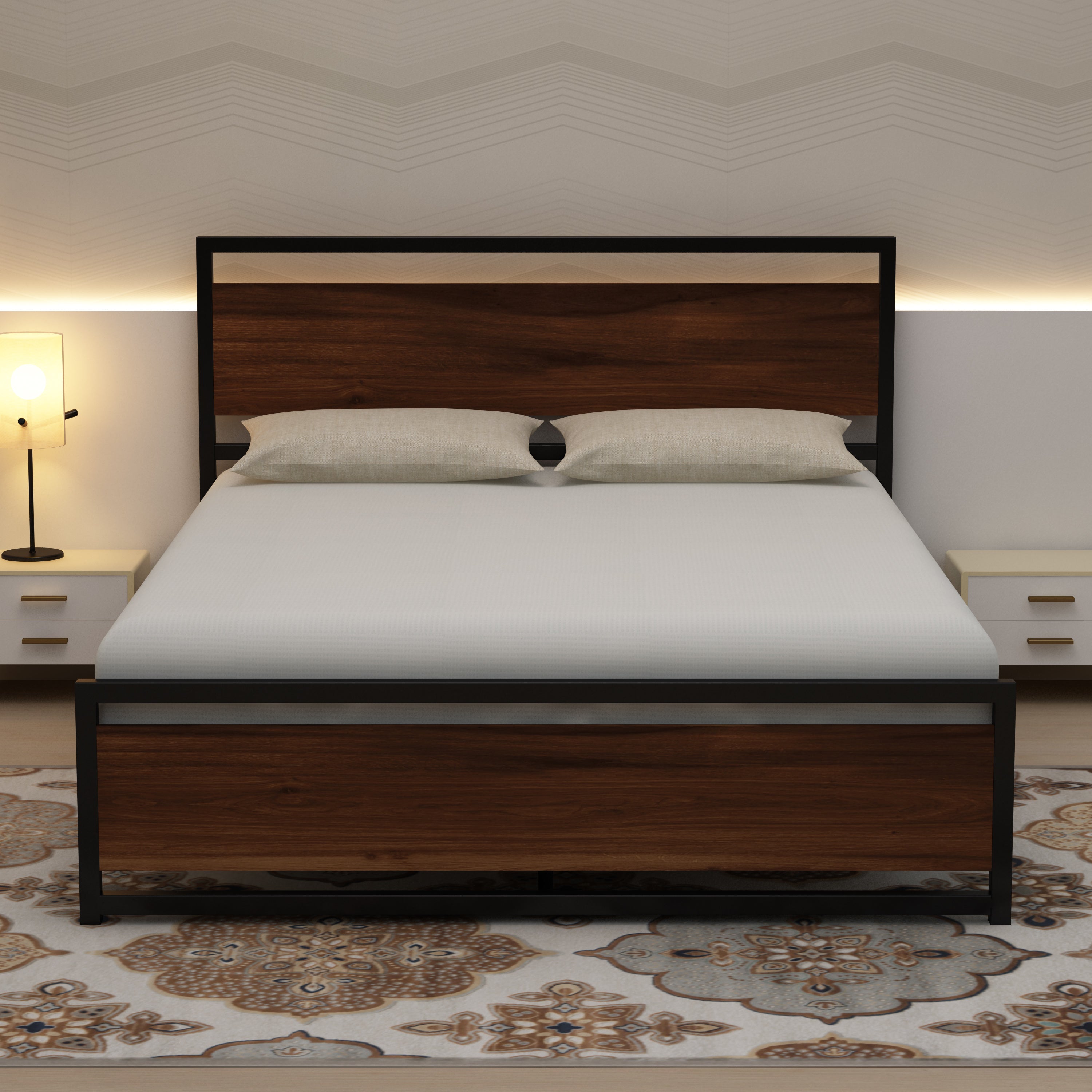 Cama Queen con Marco Metálico | Diseño Elegante y Duradero