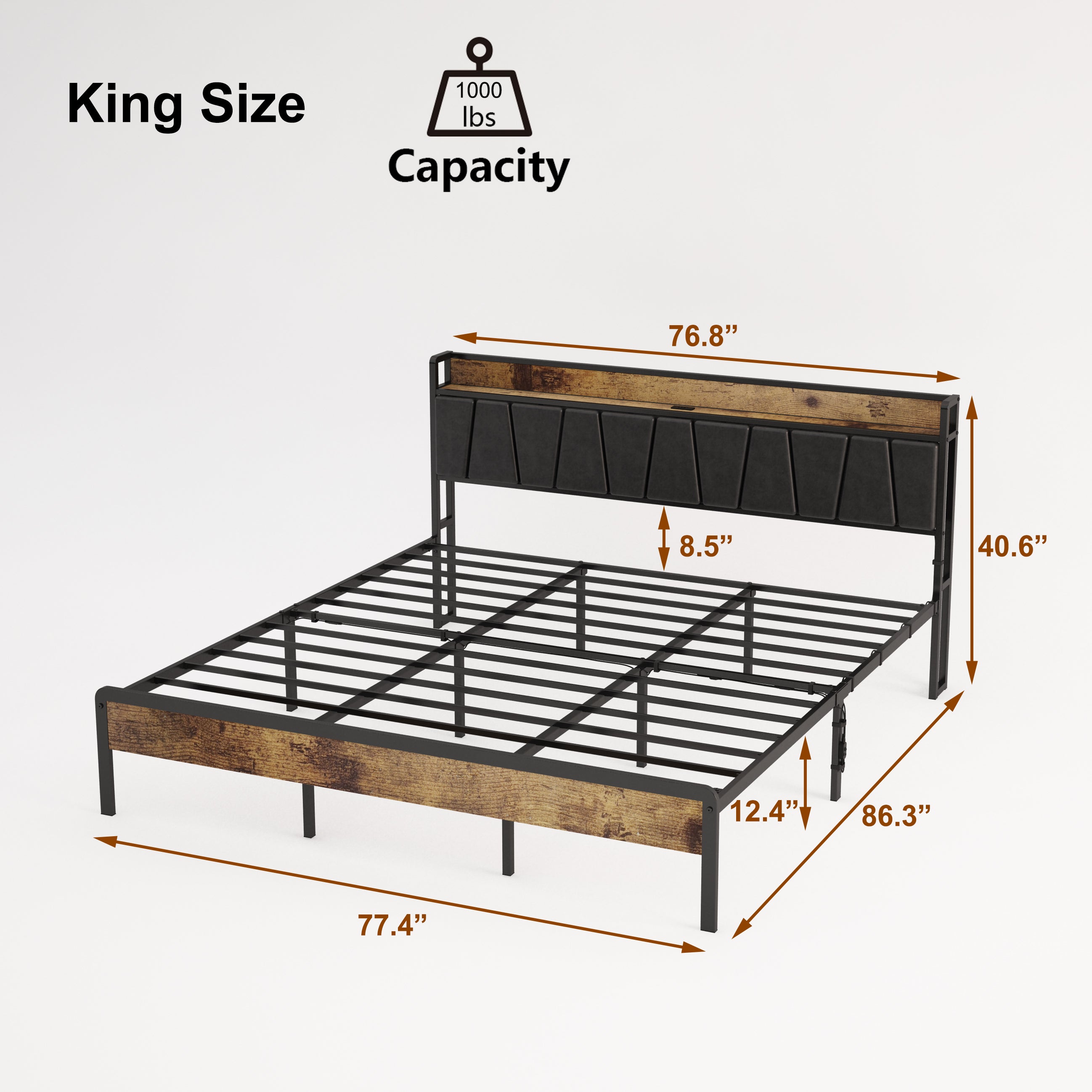 Cama King con Marco Metálico | Estructura de MDF