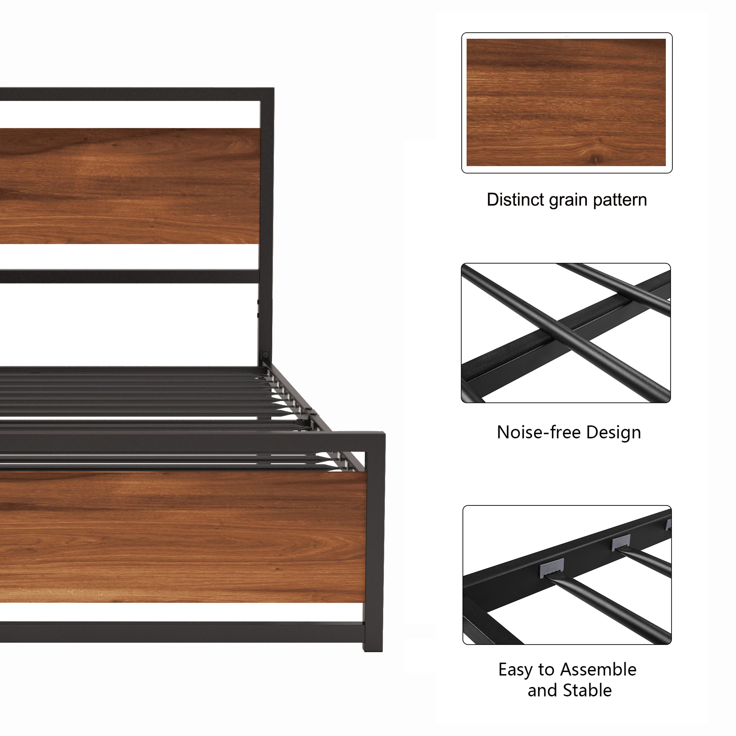 Cama Queen con Marco Metálico | Diseño Elegante y Duradero